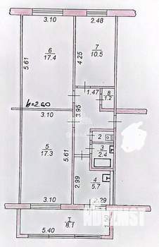 3-к квартира, вторичка, 62м2, 1/5 этаж
