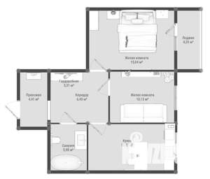 2-к квартира, строящийся дом, 59м2, 5/5 этаж
