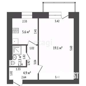 1-к квартира, вторичка, 32м2, 4/5 этаж