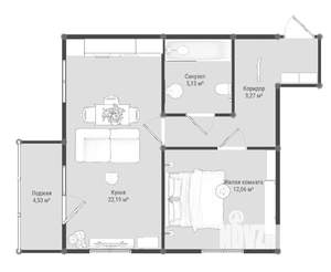 1-к квартира, строящийся дом, 51м2, 3/5 этаж